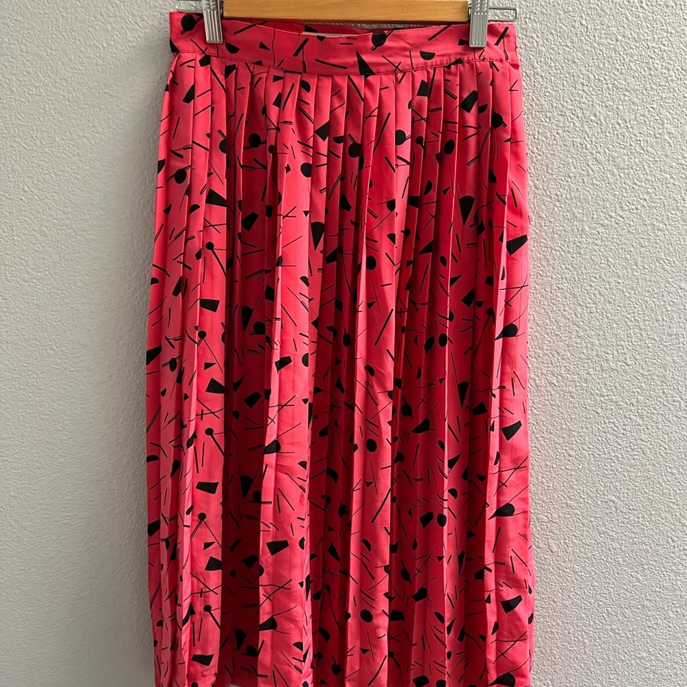 Vintage 80s Stylish Pink and Black Women's Skirt Small